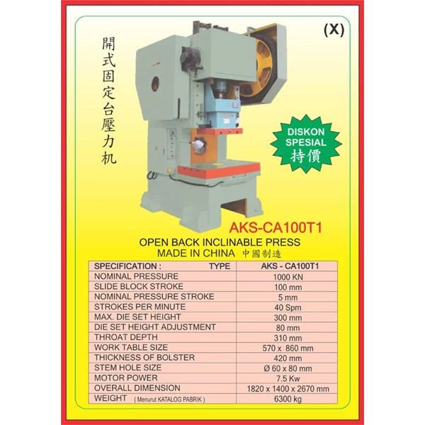 MESIN PRESS Power Press Hydraulic Protector CA100T1