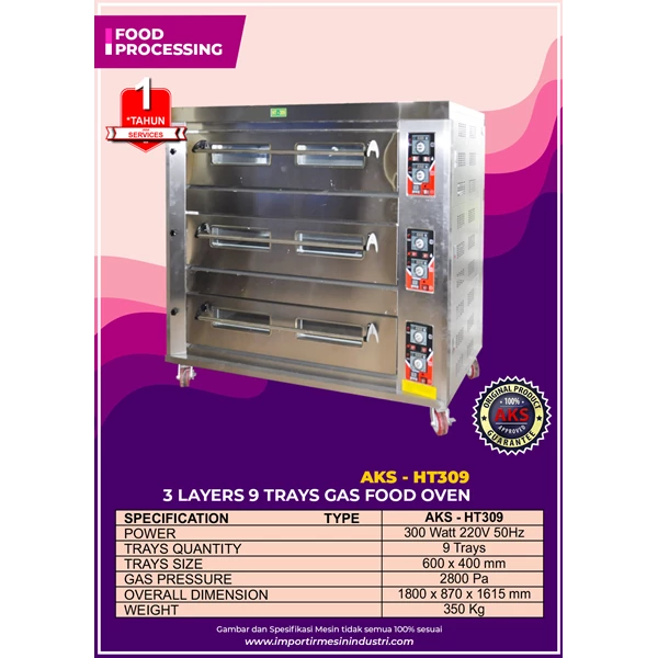 Gas Food Oven Series 3 Deck 9 Layers HT309
