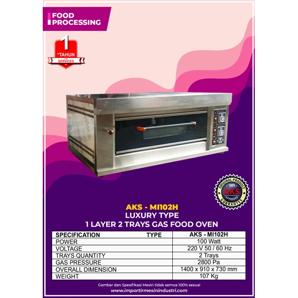 Gas Food Oven Series 1 Deck 2 Layers MI102H