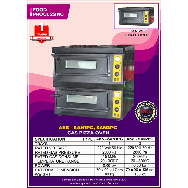 Gas Food Oven Series 1 Deck 1 Loyang SAN1PG