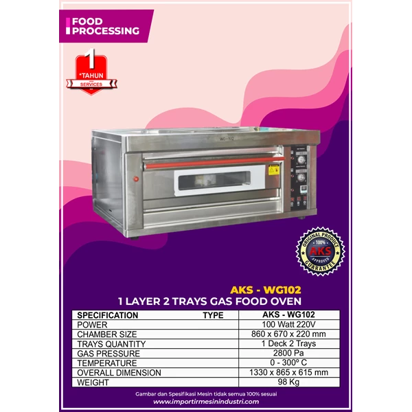 Gas Food Oven Series 1 Deck 2 Layers WG102