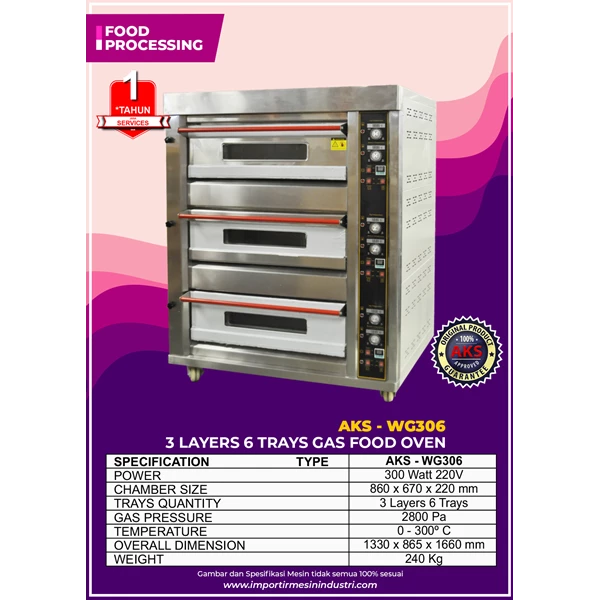 Gas Food Oven Series 3 Deck 6 Layers WG306