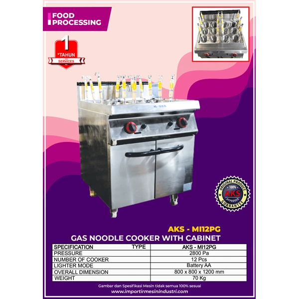 Gas Griddle Noodle Boiler 12 Hole Mesin Rebus Mie dan Bakmi MI12PG