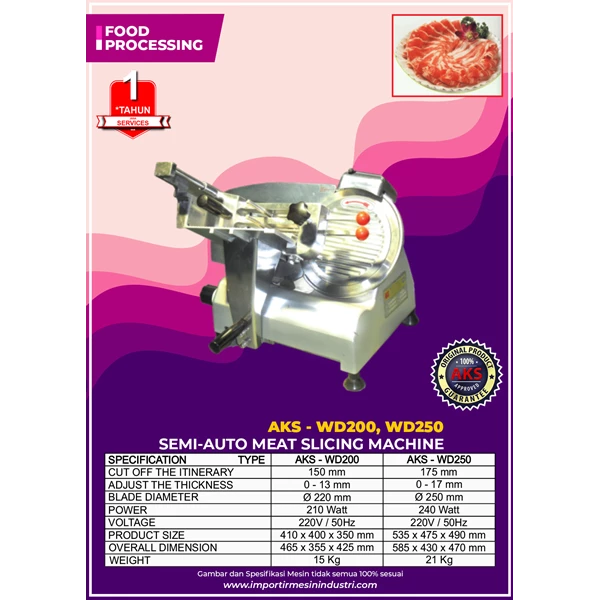 Mesin Pengiris Daging Shabu Semi Otomatis WD250