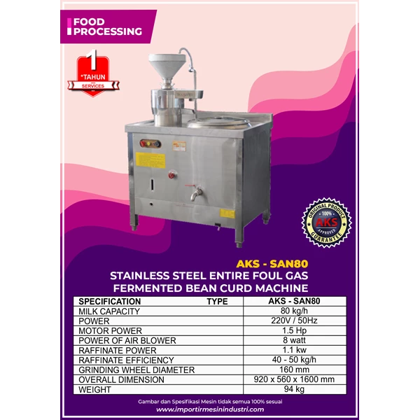 Alat Alat Mesin Fermentasi Serbaguna dan Pembuat Susu Kacang Kedelai SAN80