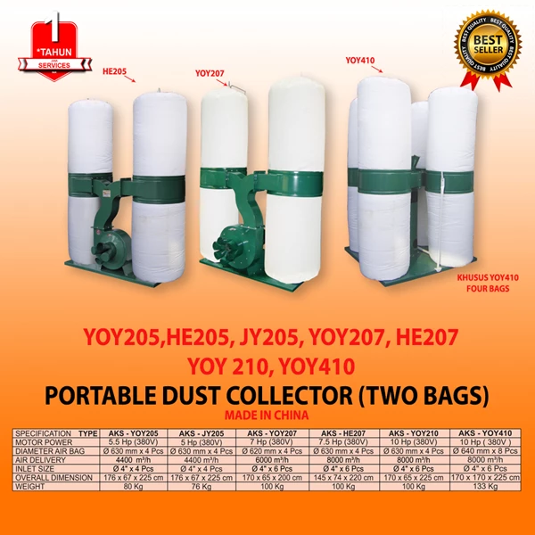 Portable Dust Collector 3 ~ 15 Hp