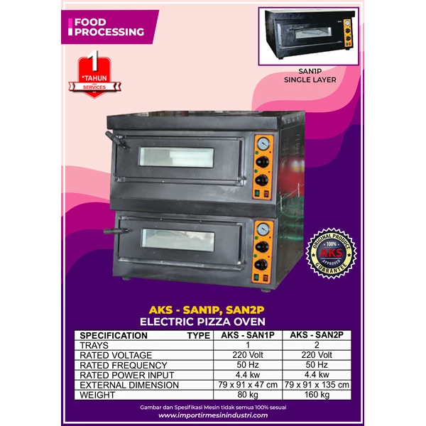 Oven Pemanggang Pizza Electric 1 Deck 1 Loyang Panggang Roti SAN1P