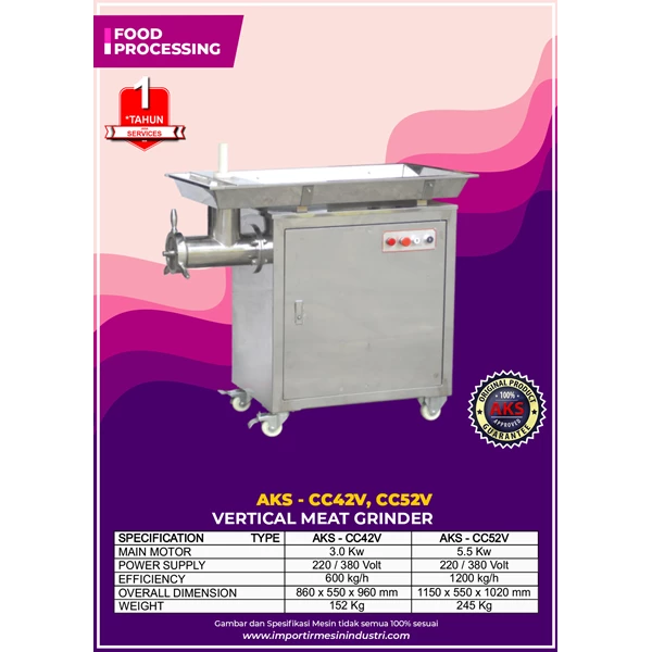 Meat Grinding Machine Capacity 150 ~ 1000 kg/hour